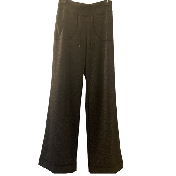 Lululemon knit lounge and relaxing wide leg pants. Black gray color. Very soft. - Picture 1 of 6